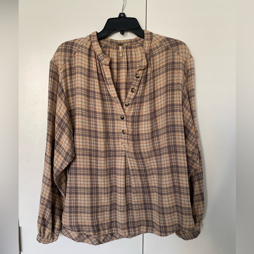 Free People Plaid Button-Up Women's Top